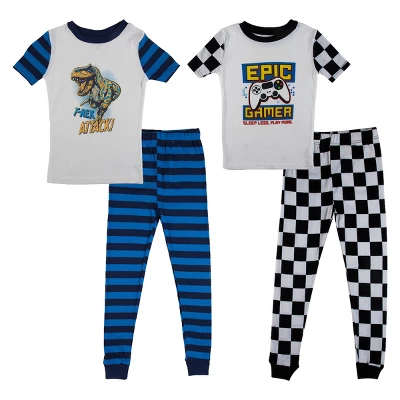 Bioworld T-Rex Attack And Epic Gamer Short Sleeve Youth Boys 2-Pack Pajama Set - Image 6