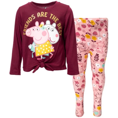 Peppa Pig Pullover Long Sleeve Graphic T-Shirt & Leggings Pink/Purple - Image 8