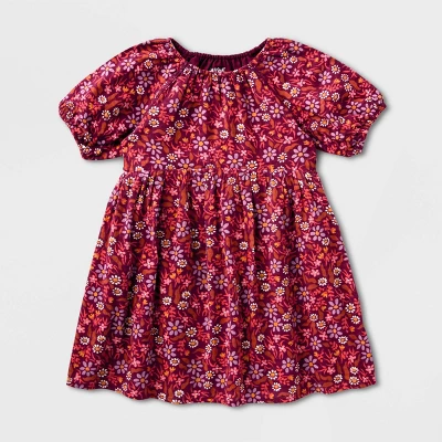 Toddler Girls' Adaptive Short Sleeve Woven Dress - Cat & Jack™ Burgundy - Image 4