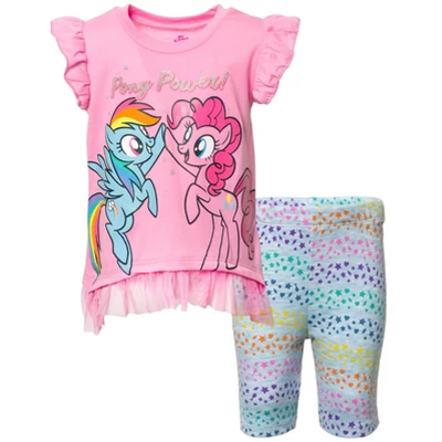 My Little Pony Pinkie Pie Rainbow Dash Girls T-Shirt And Bike Shorts Outfit Set Little Kid To Big Kid - Image 7