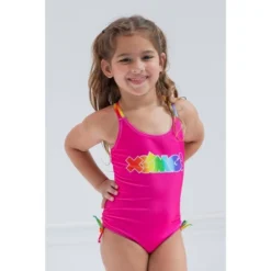 XOMG POP! Rainbow Logo Girls One Piece Bathing Suit Little Kid To Big