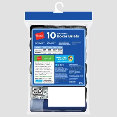 Hanes Boys' 10pk Camo Soft Comfort Boxer Briefs - Colors May Vary