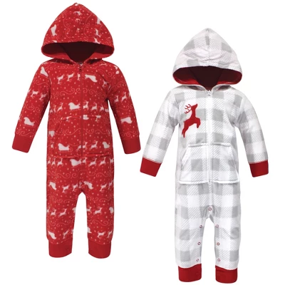 Hudson Baby Infant Fleece Jumpsuits, Coveralls, And Playsuits 2pk, Santas Sleigh - Image 3