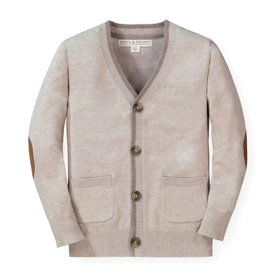 Hope & Henry Boys' Tipped Cardigan With Elbow Patches, Kids - Image 7