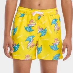Boys' Snail Surfing Swim Shorts - Art Class™ Yellow