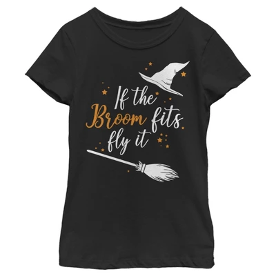 Girl's Lost Gods Halloween If The Broom Fits Fly It T-Shirt - Image 3