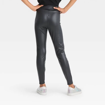 Girls' Faux Leather Leggings - Art Class™ Black