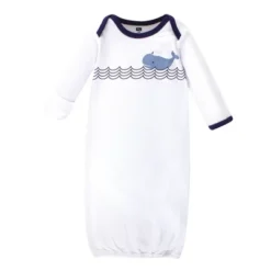Hudson Baby Infant Boy Cotton Gowns, Sailor Whale, Preemie-Newborn