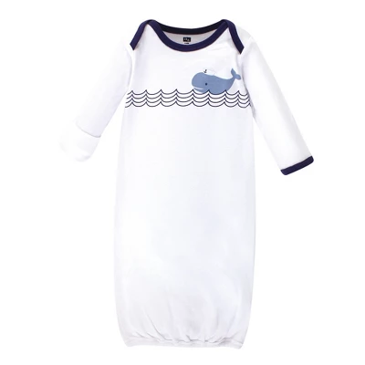 Hudson Baby Infant Boy Cotton Gowns, Sailor Whale, Preemie-Newborn