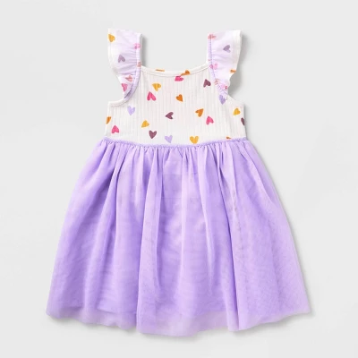 Toddler Girls' Adaptive Flutter Sleeve Tulle Dress - Cat & Jack™ Almond Cream - Image 4