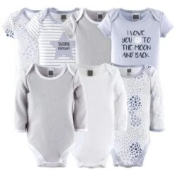 The Peanutshell Baby Girl Or Boy Cotton Layette Set Or Gift Set, To The Moon, 23-Pieces, Blue/Gray, 0-3 Months