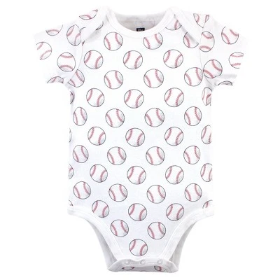 Hudson Baby Infant Boy Cotton Bodysuits 3pk, Baseball - Image 2