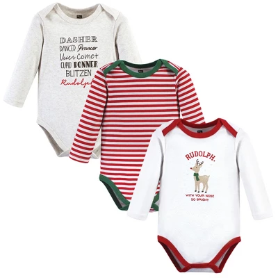 Hudson Baby Unisex Baby Cotton Long-Sleeve Bodysuits, Rudolph Reindeer - Image 6