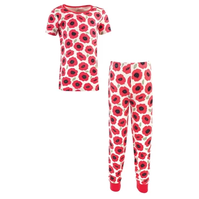 Touched By Nature Baby Girl Organic Cotton Tight-Fit Pajama Set, Poppy - Image 3