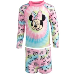 Disney Minnie Mouse Toddler Girls Rash Guard And Swim Shorts Set Infant To Little Kid