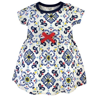 Touched By Nature Baby And Toddler Girl Organic Cotton Dress And Cardigan 2pc Set, Pottery Tile - Image 2