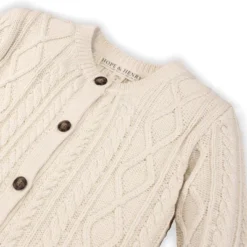 Hope & Henry Girls' Long Sleeve Peplum Cable Cardigan Sweater, Kids