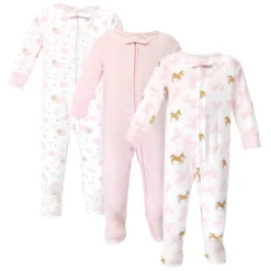 Yoga Sprout Baby Girl Cottton Zipper Sleep And Play 3pk, Unicorn
