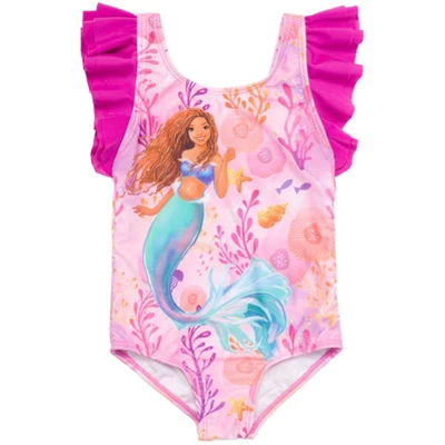 Little Mermaid Ariel Girls One Piece Bathing Suit Toddler To Big Kid - Image 7