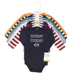 Hudson Baby Unisex Baby Cotton Long-Sleeve Bodysuits, Sports Stripes