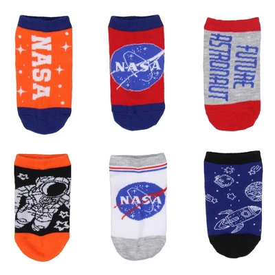 NASA Boys Socks Future Astronaut No Show Mix And Match Ankle Socks