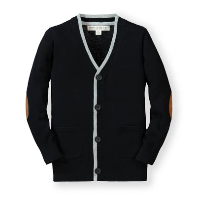 Hope & Henry Boys' Tipped Cardigan With Elbow Patches, Kids - Image 9