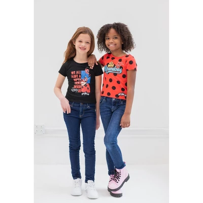 Miraculous Ladybug Cat Noir Rena Rouge Girls 2 Pack T-Shirts Little Kid To Big Kid