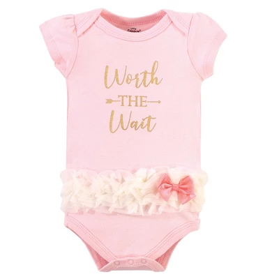 Little Treasure Baby Girl Cotton Bodysuits 3pk, Worth The Wait - Image 3