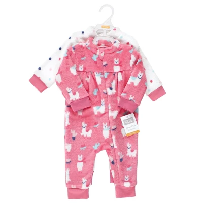 Hudson Baby Infant Girl Plush Jumpsuits, Llama