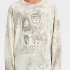 Boys' Marvel Superhero Long Sleeve Graphic T-Shirt - Art Class™ Cream
