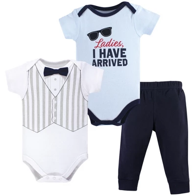 Hudson Baby Infant Boy Cotton Bodysuit And Pant Set, Ladies I Have Arrived - Image 4