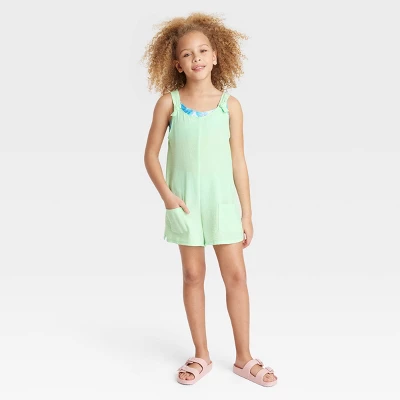 Girls' Solid Cover Up Romper - Art Class™ Green - Image 3