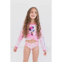 Mickey Mouse & Friends Minnie Mouse Girls Rash Guard And Bikini Bottom Little Kid To Big Kid