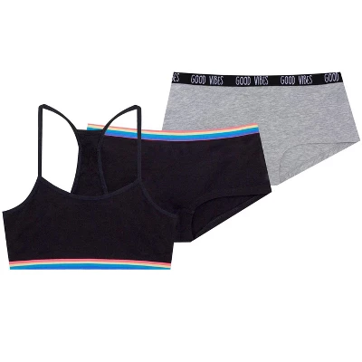Fruit Of The Loom Cotton Beginner Sport Bra And Boyshort Panties 3 Piece Set - Image 2