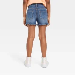Girls' Cut-Off Lace Pocket Jean Shorts - Cat & Jack™ Dark Wash