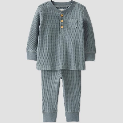 Little Planet By Carter’s Baby 2pc Waffle Top & Bottom Set - Slate Gray - Image 4