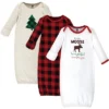 Hudson Baby Unisex Baby Cotton Gowns, Moose Wonderful Time, Preemie/Newborn
