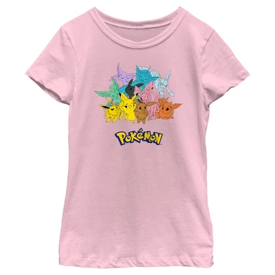 Girl's Pokemon Pikachu And Eeveelutions Logo T-Shirt - Image 3