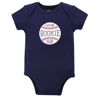Hudson Baby Infant Boy Cotton Bodysuits 3pk, Baseball - Image 3