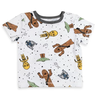 Star Wars Chewbacca R2-D2 Yoda Baby French Terry Short Overalls T-Shirt And Hat 3 Piece Outfit Set Newborn To Infant - Image 4