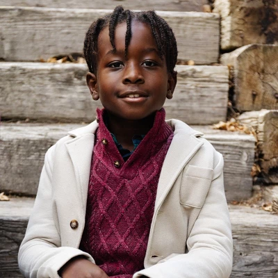 Hope & Henry Boys' Long Sleeve Mock Neck Cable Sweater With Flecks, Kids - Image 3