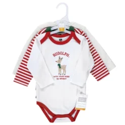 Hudson Baby Unisex Baby Cotton Long-Sleeve Bodysuits, Rudolph Reindeer
