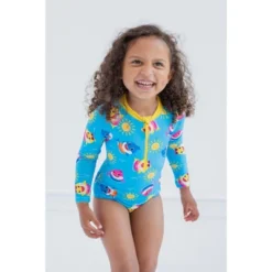 Pinkfong Baby Shark Girls Zip Up One Piece Bathing Suit Toddler
