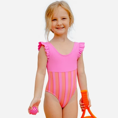 Girl's Ruffled Stripe One Piece Swimsuit - Cupshe - Image 6