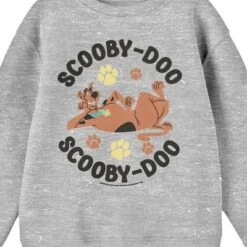 Scooby-Doo Scooby Doo Chilling Crew Neck Long Sleeve Athletic Heather Youth Sweatshirt