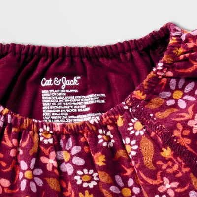 Toddler Girls' Adaptive Short Sleeve Woven Dress - Cat & Jack™ Burgundy - Image 2