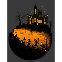 Boy's Mickey & Friends Walking Towards Haunted Mansion T-Shirt
