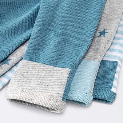 Baby Boys' 3pk Basic Romper - Cloud Island™ Sky Blue Preemie - Image 3