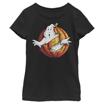 Girl's Ghostbusters Halloween Pumpkin Logo T-Shirt - Image 3