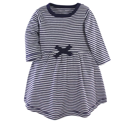 Touched By Nature Baby And Toddler Girl Organic Cotton Long-Sleeve Dresses 2pk, Navy Floral